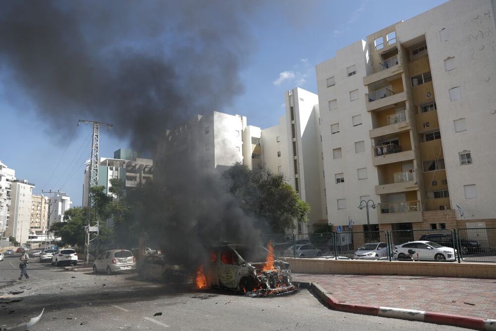 Rocket launches on Israel from Gaza  / ATEF SAFADI