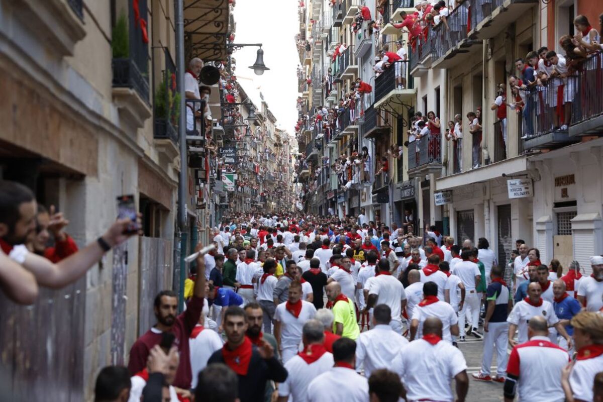 Los veloces y peligrosos Jandilla, este viernes en el sexto encierro de los Sanfermines  / VILLAR LÓPEZ