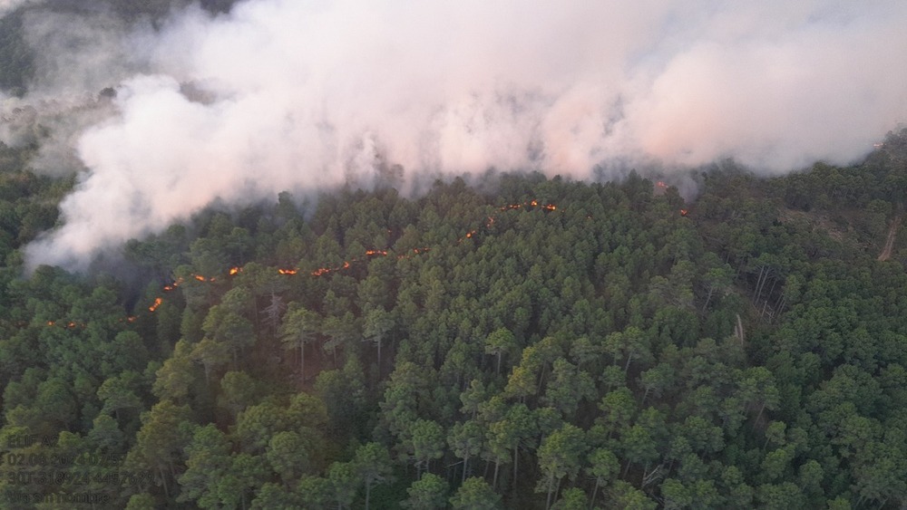 Situación del incendio de El Hornillo a las 8:37 de la mañana