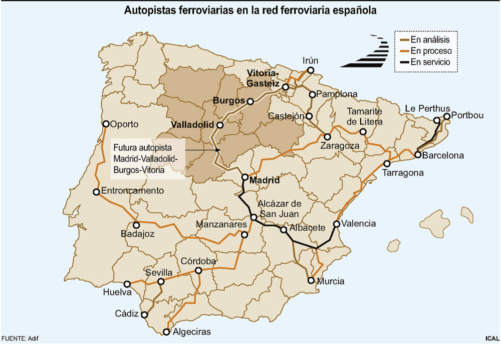 La autopista ferroviaria Madrid-Valladolid-Burgos, para 2026