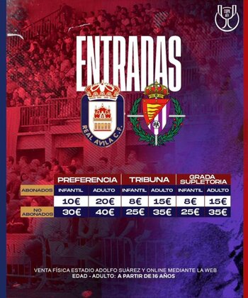 Las entradas para el Ávila - Valladolid de Copa, ya a la venta